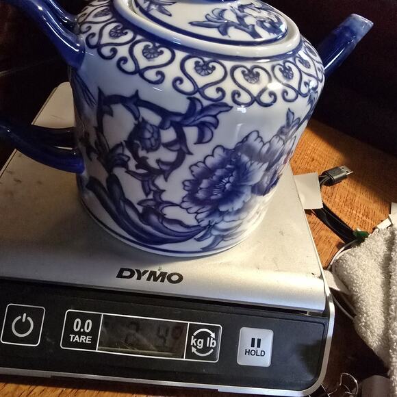 Vtg Blue White Porcelain Teapot Bombay Co Chinoiserie China Ceramic Porcelain - Picture 12 of 12